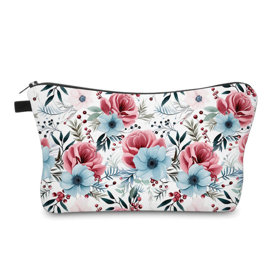 Pouch - Floral Cranberry & Blue