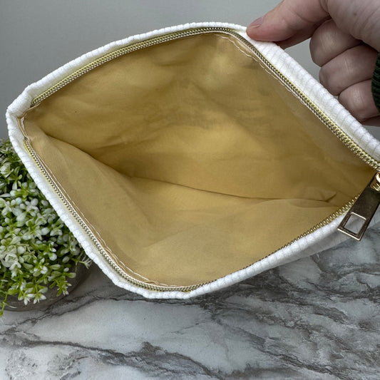 Corduroy Zip Pouch - Christmas Merry Holly