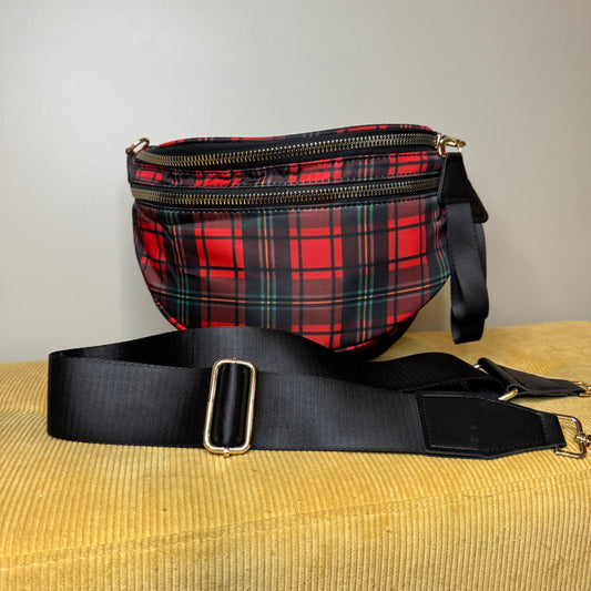 The Roni Nylon Crossbody - Red Plaid - PREORDER
