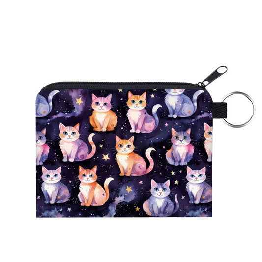 Mini Pouch - Halloween Fall - Cats Orange Purple Galaxy