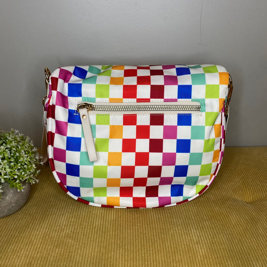 The Roni Nylon Crossbody - Checkered Colorful White