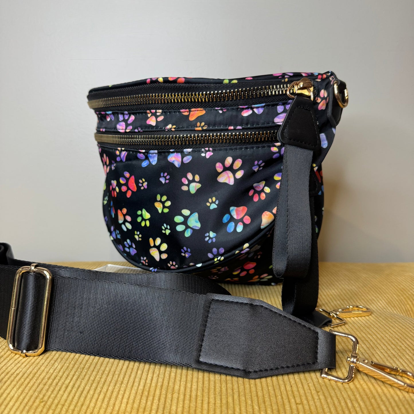 The Roni Nylon Crossbody - Rainbow Paw Print - PREORDER