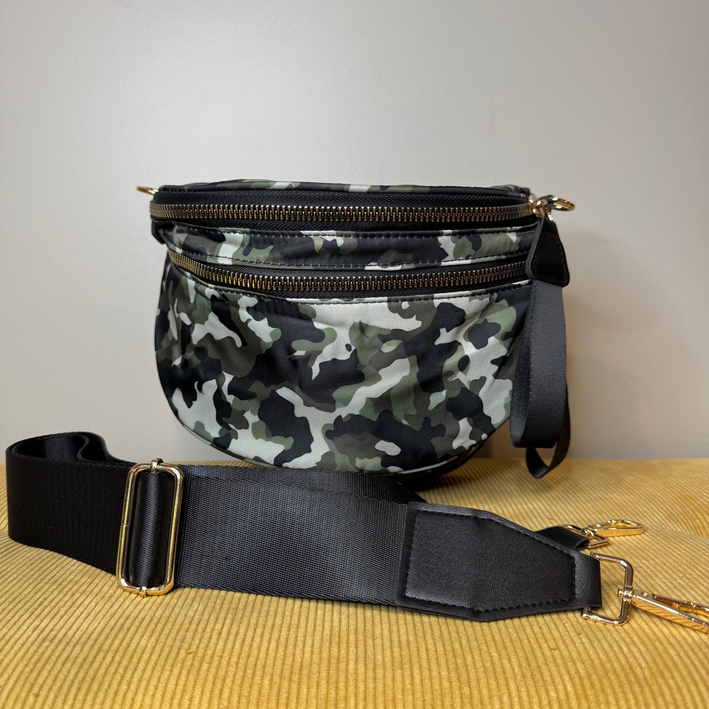 The Roni Nylon Crossbody - Green Camo - PREORDER