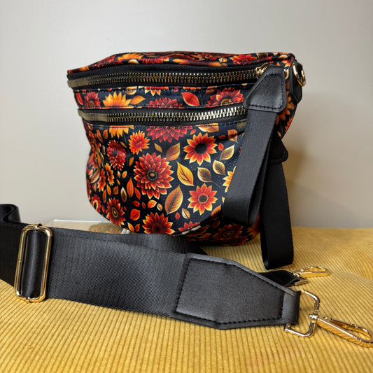 The Roni Nylon Crossbody - Moody Crimson Floral