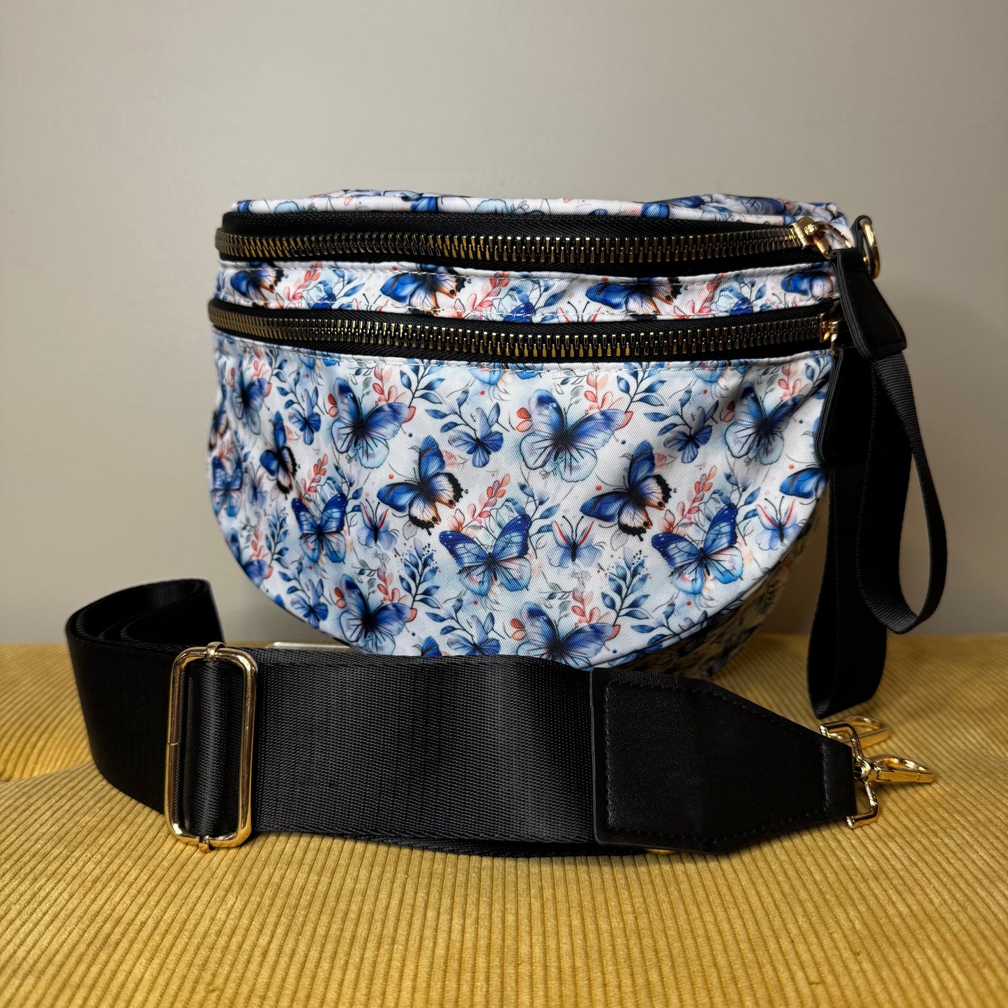 The Roni Nylon Crossbody - Blue Butterfly