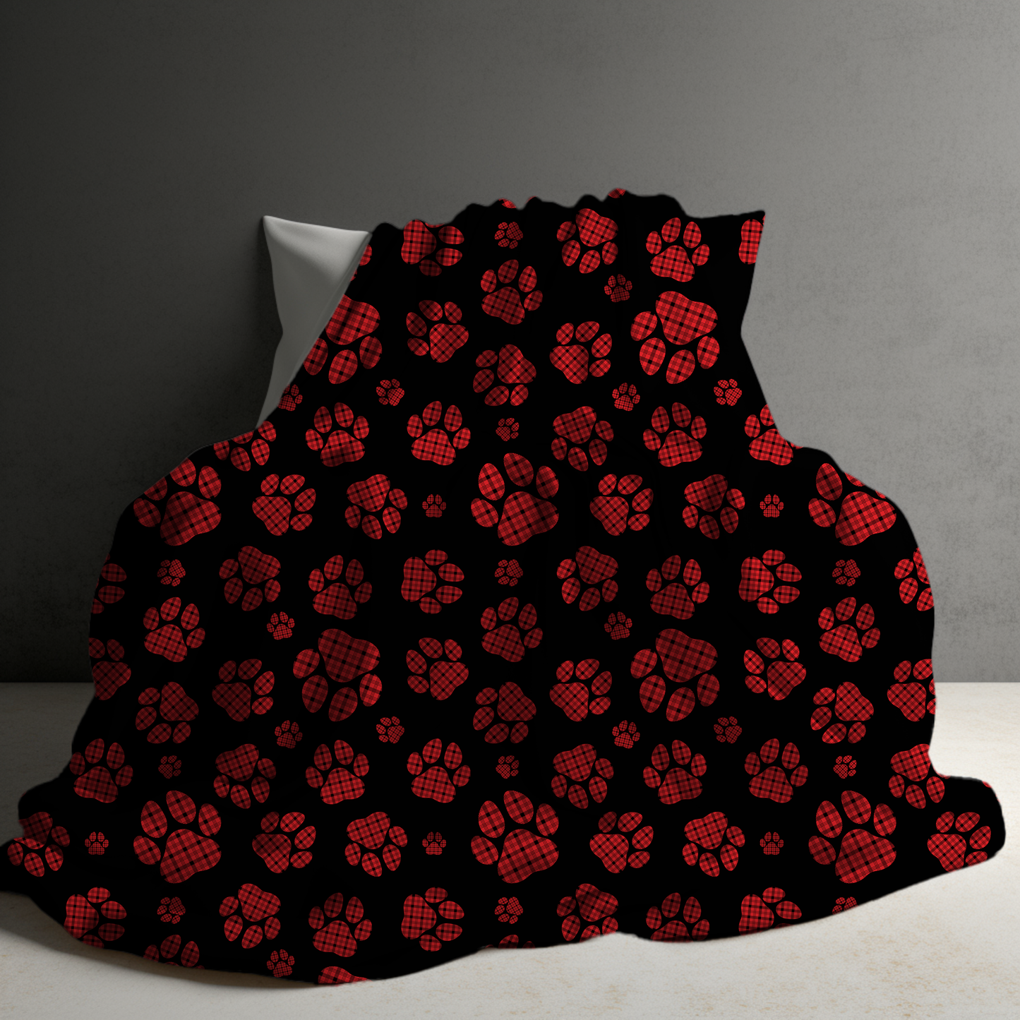 Blanket - Christmas - Black Red Plaid Paw - PREORDER