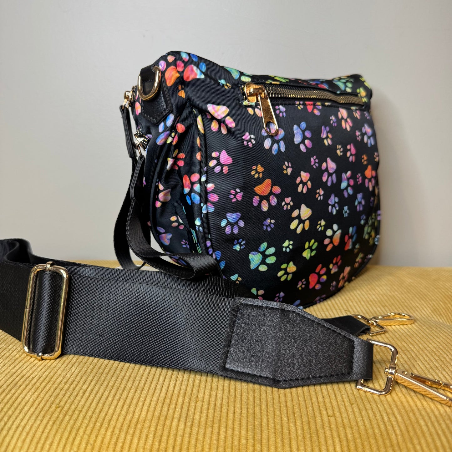 The Roni Nylon Crossbody - Rainbow Paw Print - PREORDER