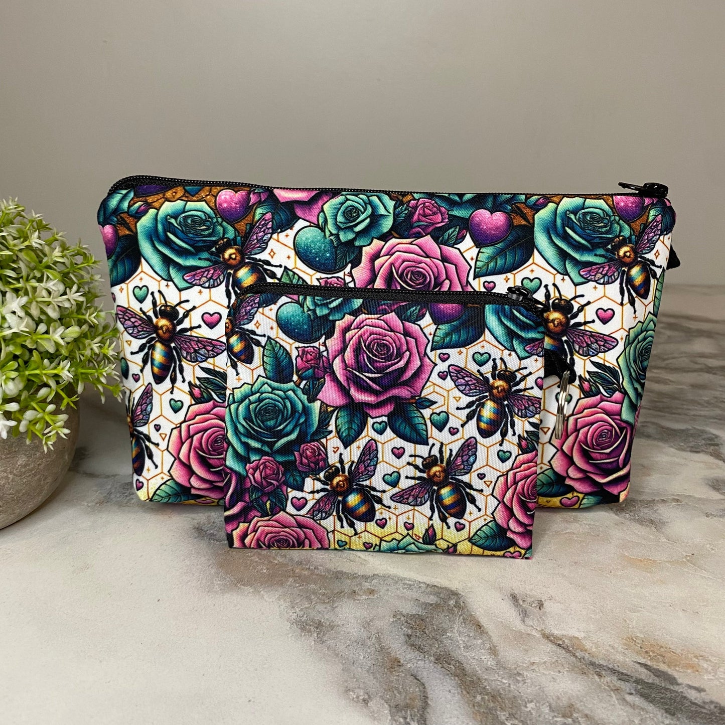 Pouch & Mini Pouch Bundled Set - Spray Paint Bee Rose