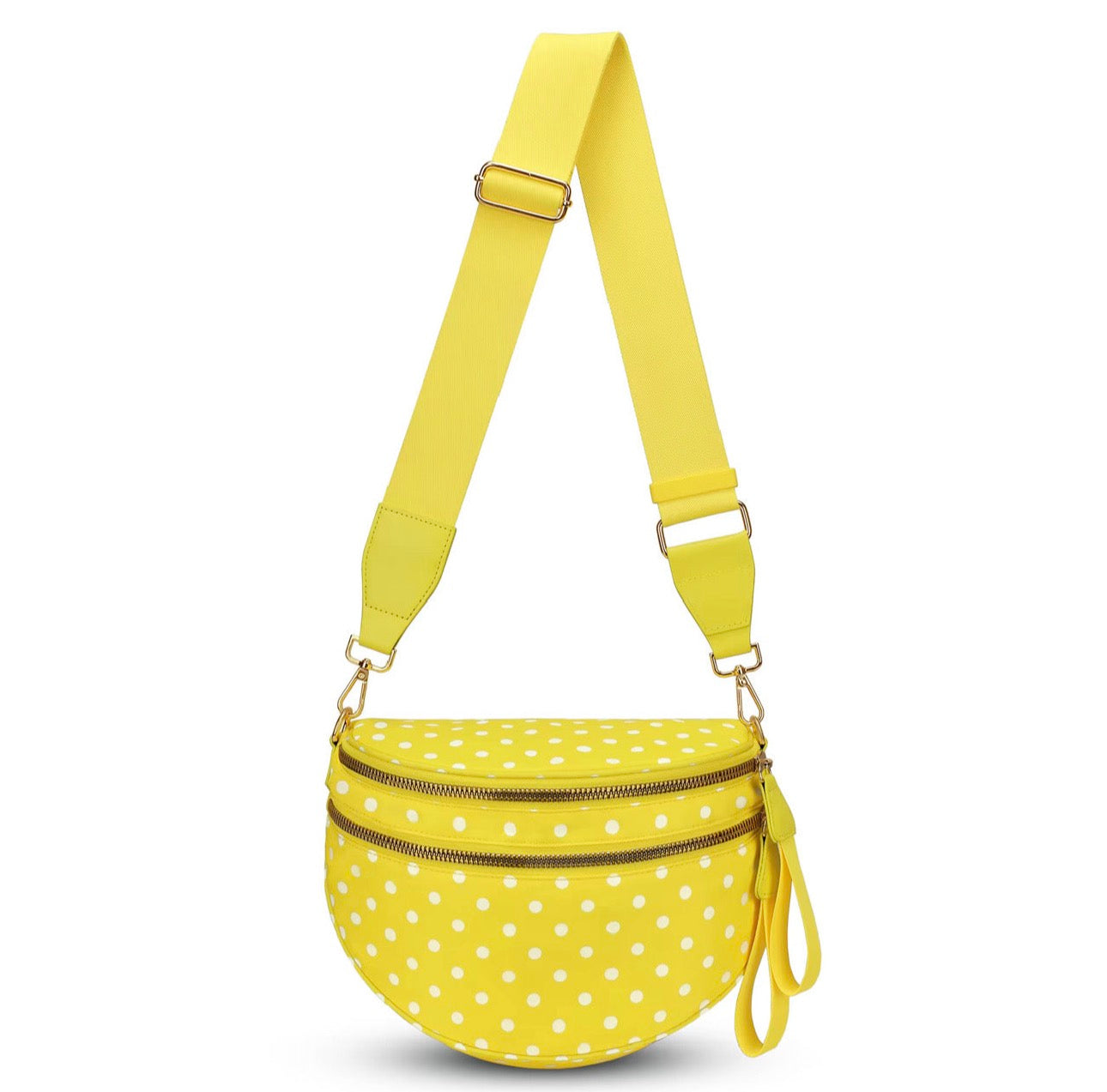 The Roni Nylon Crossbody - Polka Dot Yellow