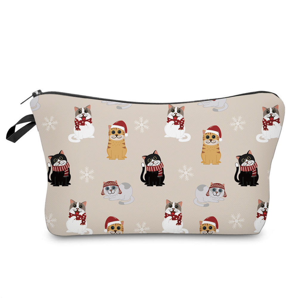 Pouch - Holiday Christmas - Cats on Tan