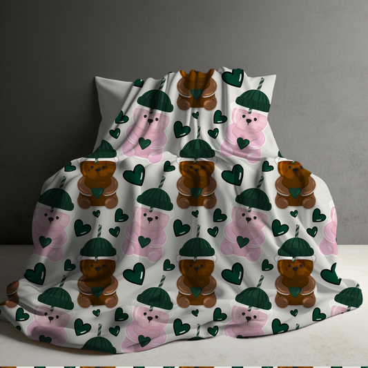 Blanket - Valentine’s Day - Green Bear - PREORDER