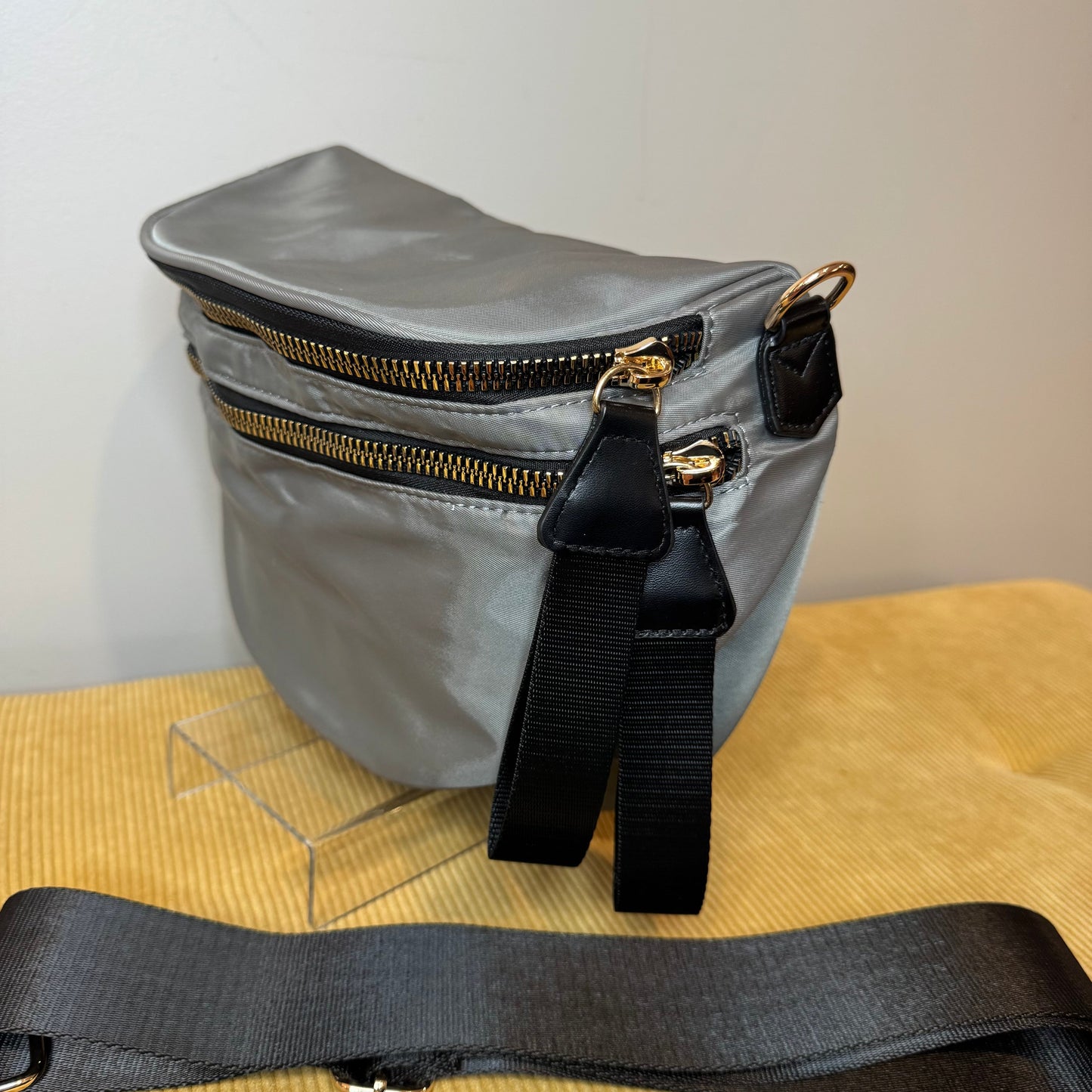The Roni Nylon Crossbody - Grey + Black - PREORDER