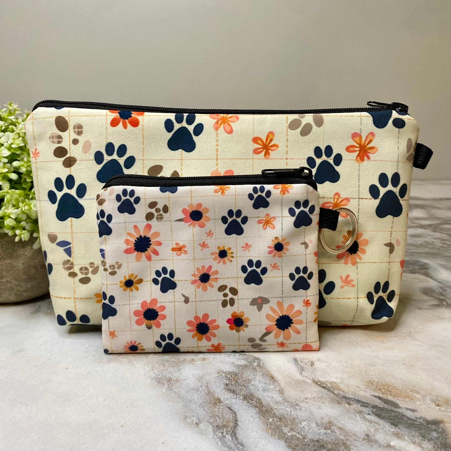 Pouch & Mini Pouch Bundled Set - Dog Cat Sunflower Paw