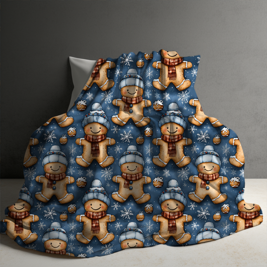 Blanket - Christmas - Blue Gingerbread Man - PREORDER