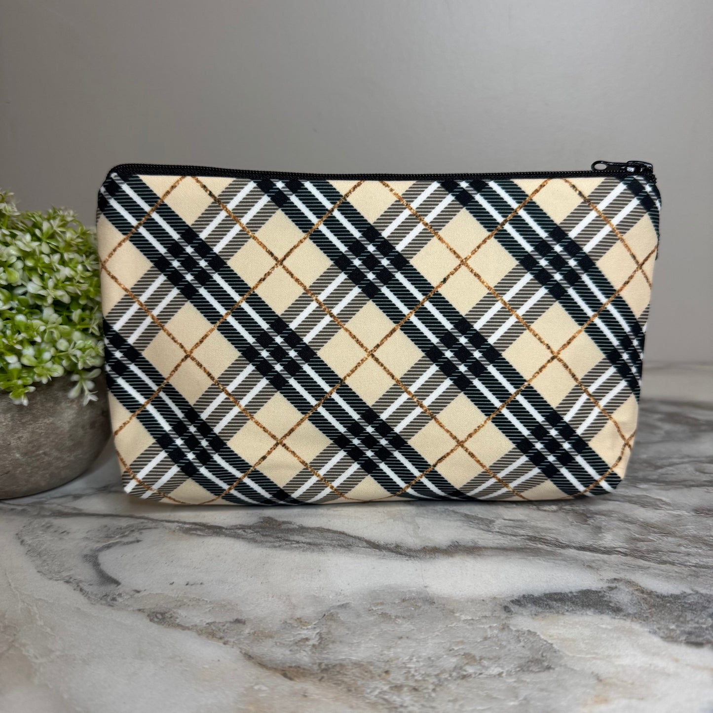 Pouch - Plaid Tan & Gold