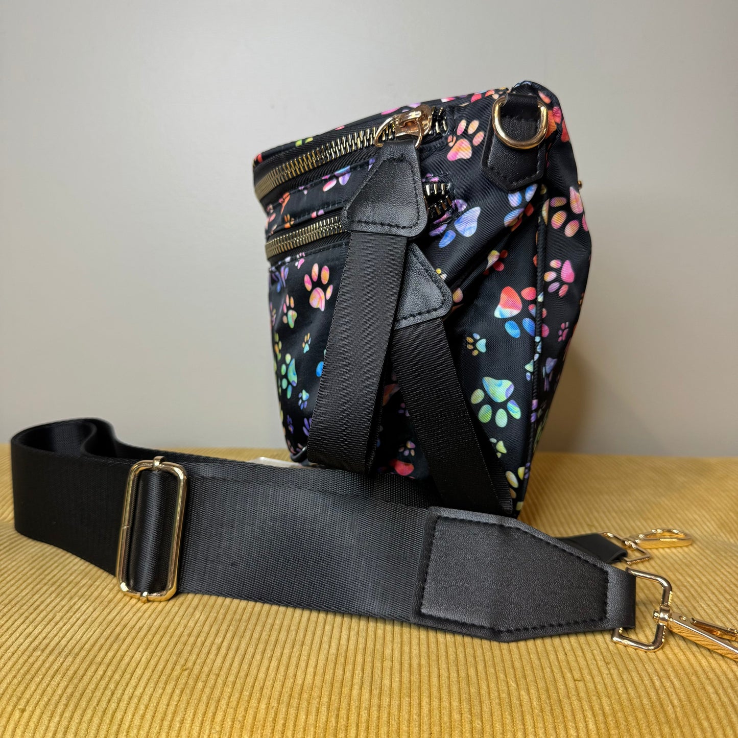 The Roni Nylon Crossbody - Rainbow Paw Print - PREORDER
