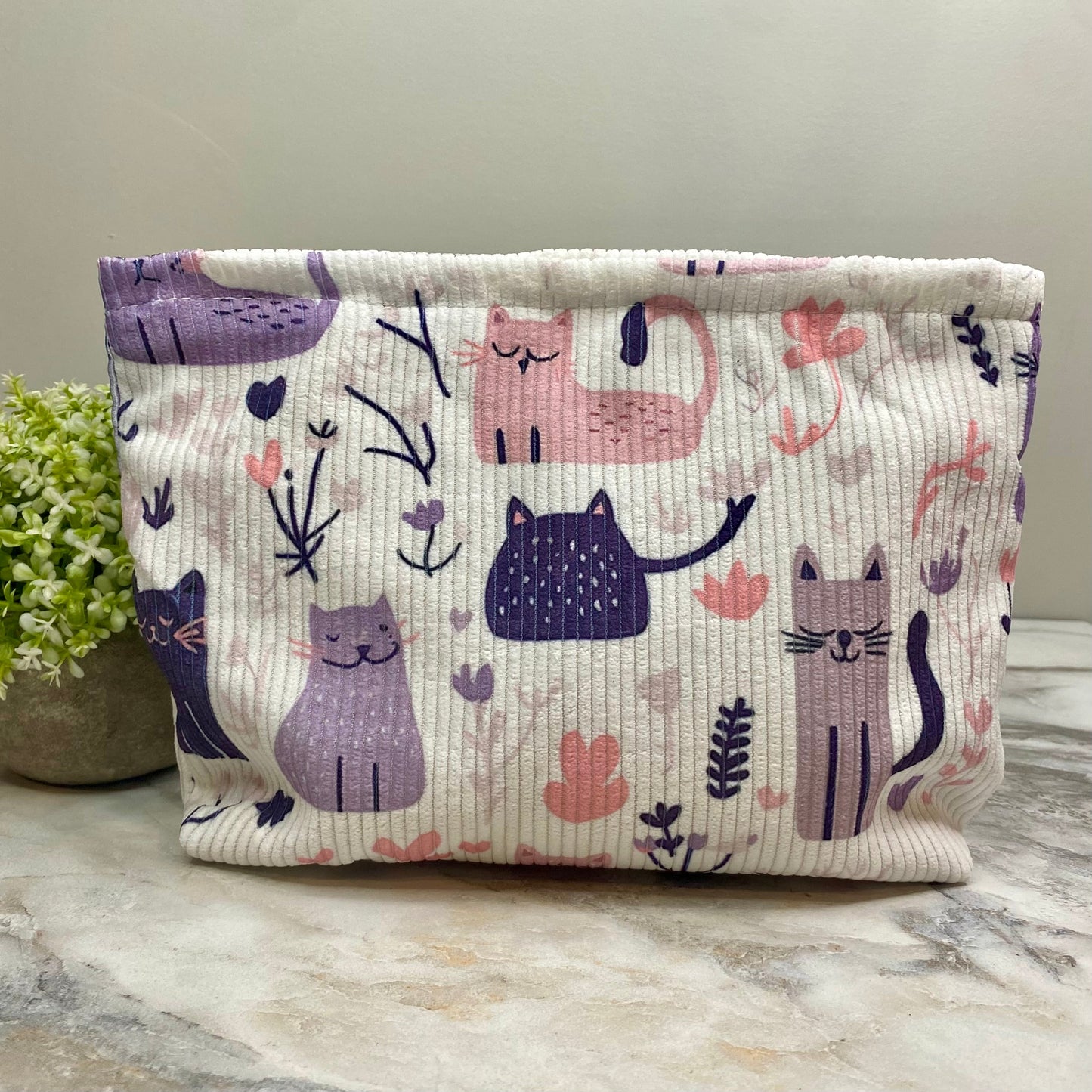 Corduroy Zip Pouch - #46 Cats