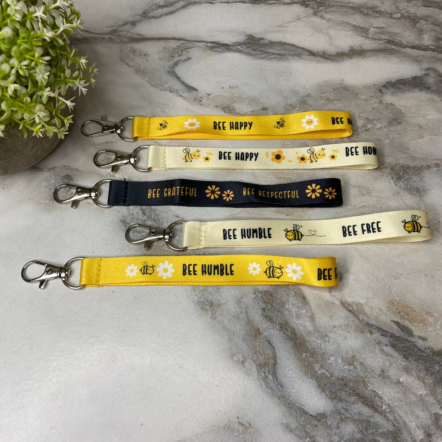 Wrist Lanyard with Keychain Clasp - Bee