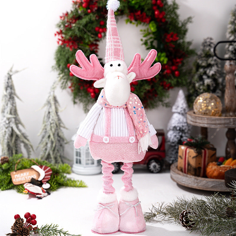 Telescopic Standing Christmas Decor - Pink & White