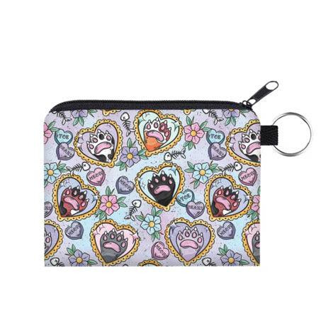 Mini Pouch - Cat Heart Paw Meow Pastel