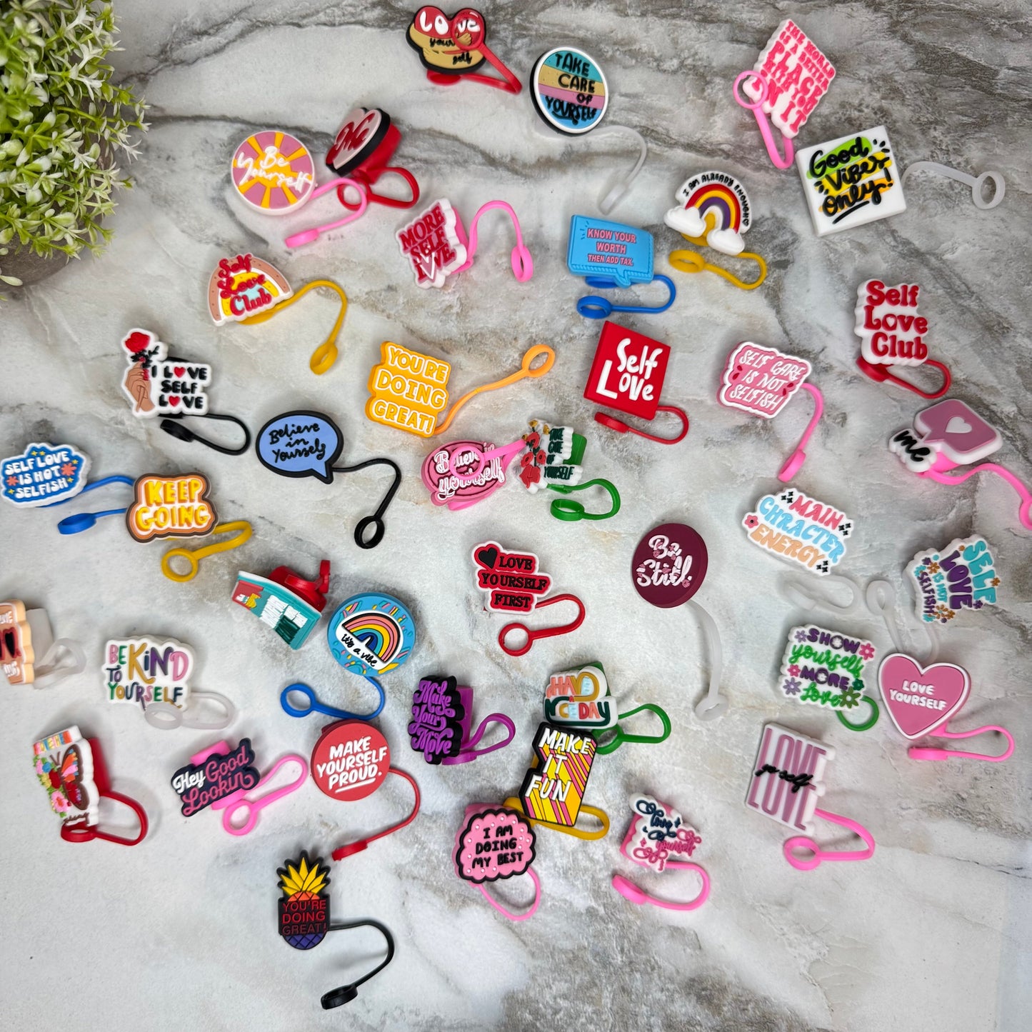 Silicone Straw Toppers Tumbler - Self Love Mix