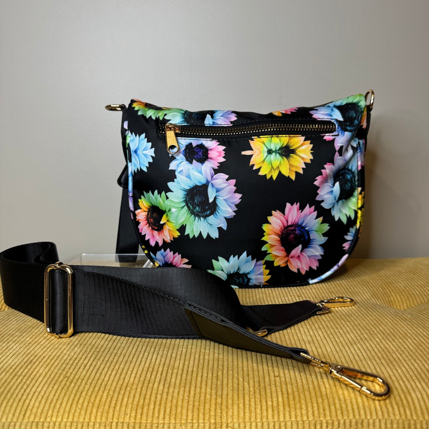 The Roni Nylon Crossbody - Rainbow Sunflower