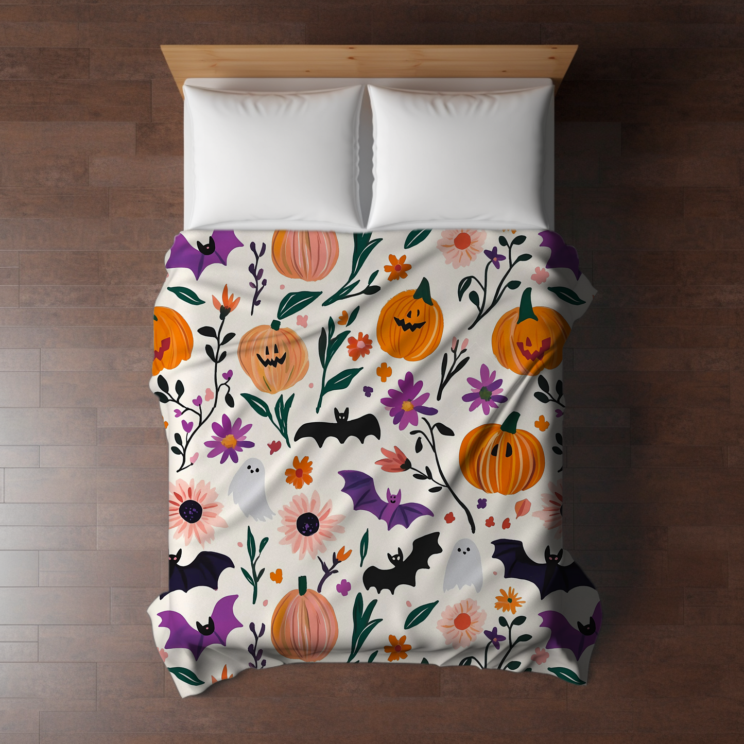 Blanket - Halloween - White Pumpkin Bat