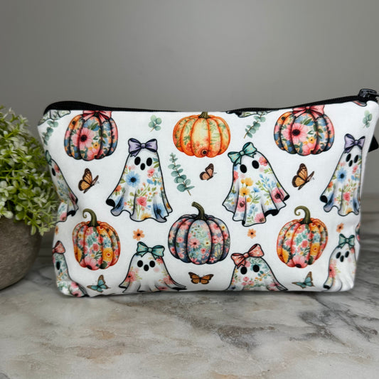 Pouch - Halloween - Floral Pumpkin Ghost