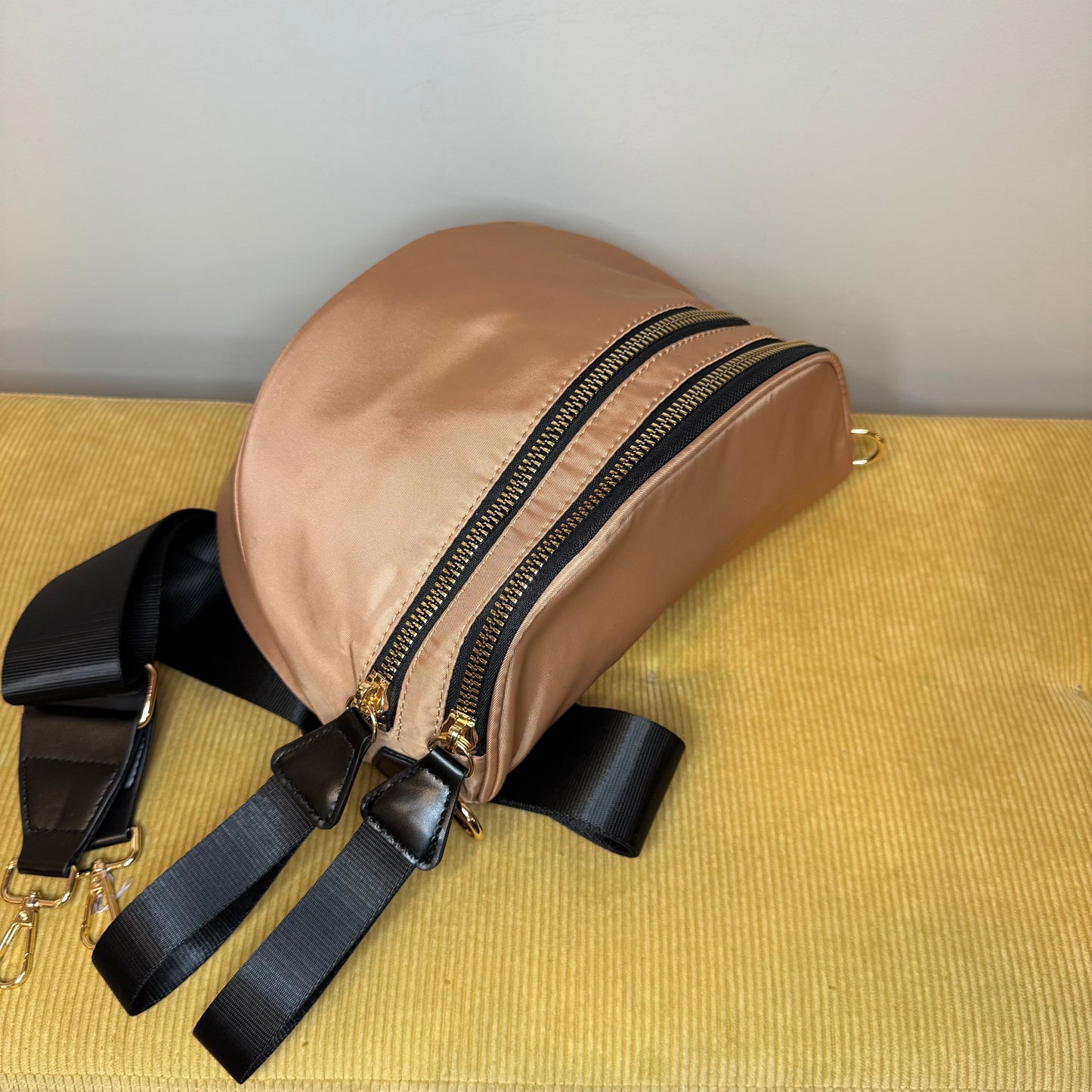 The Roni Nylon Crossbody - Bronze + Black