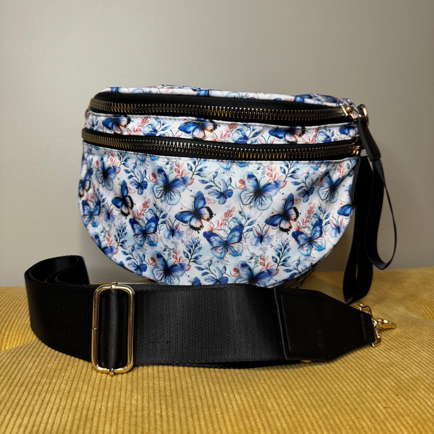 The Roni Nylon Crossbody - Blue Butterfly