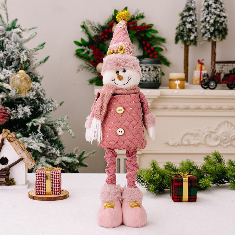 Telescopic Standing Christmas Decor - Pink & Gold