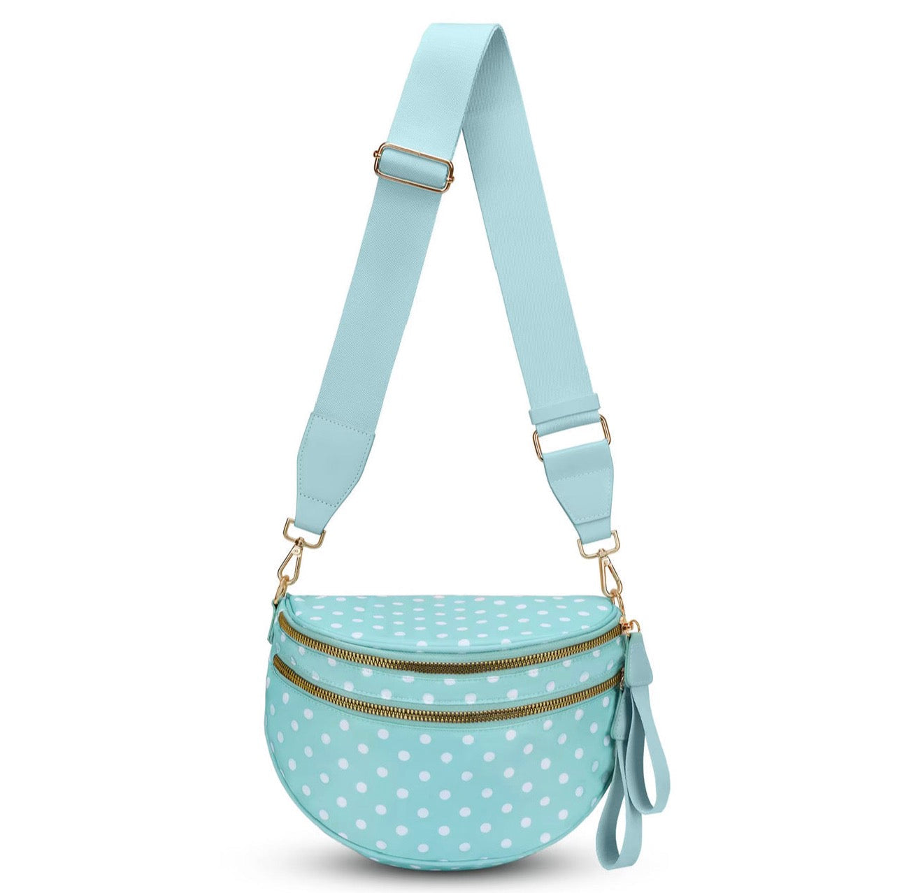 The Roni Nylon Crossbody - Polka Dot Aqua