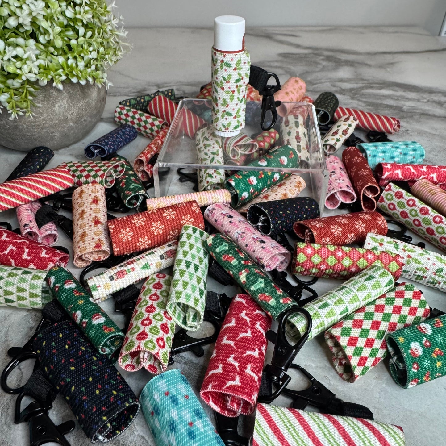 Lip Balm Chapstick Holder - Christmas Mix (Lip Balm Included)