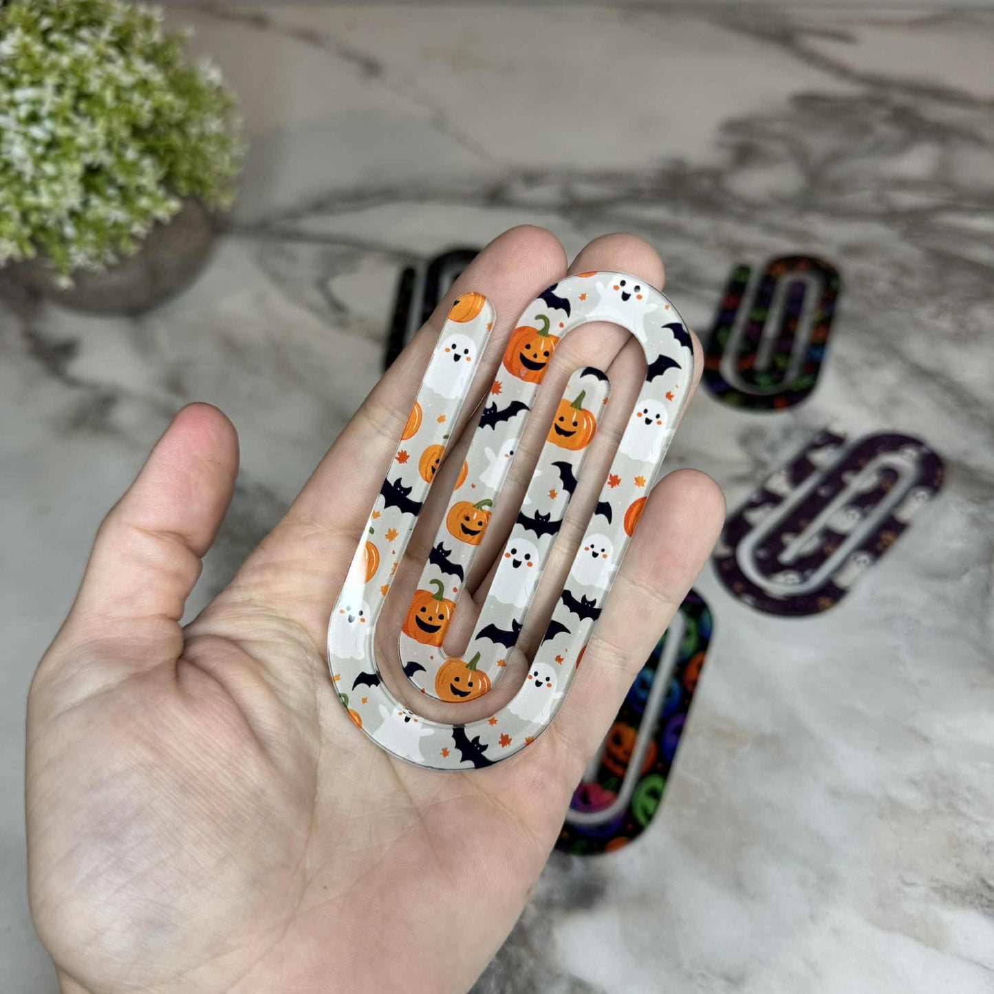 Jumbo Paperclip -  Pumpkin Ghost Halloween