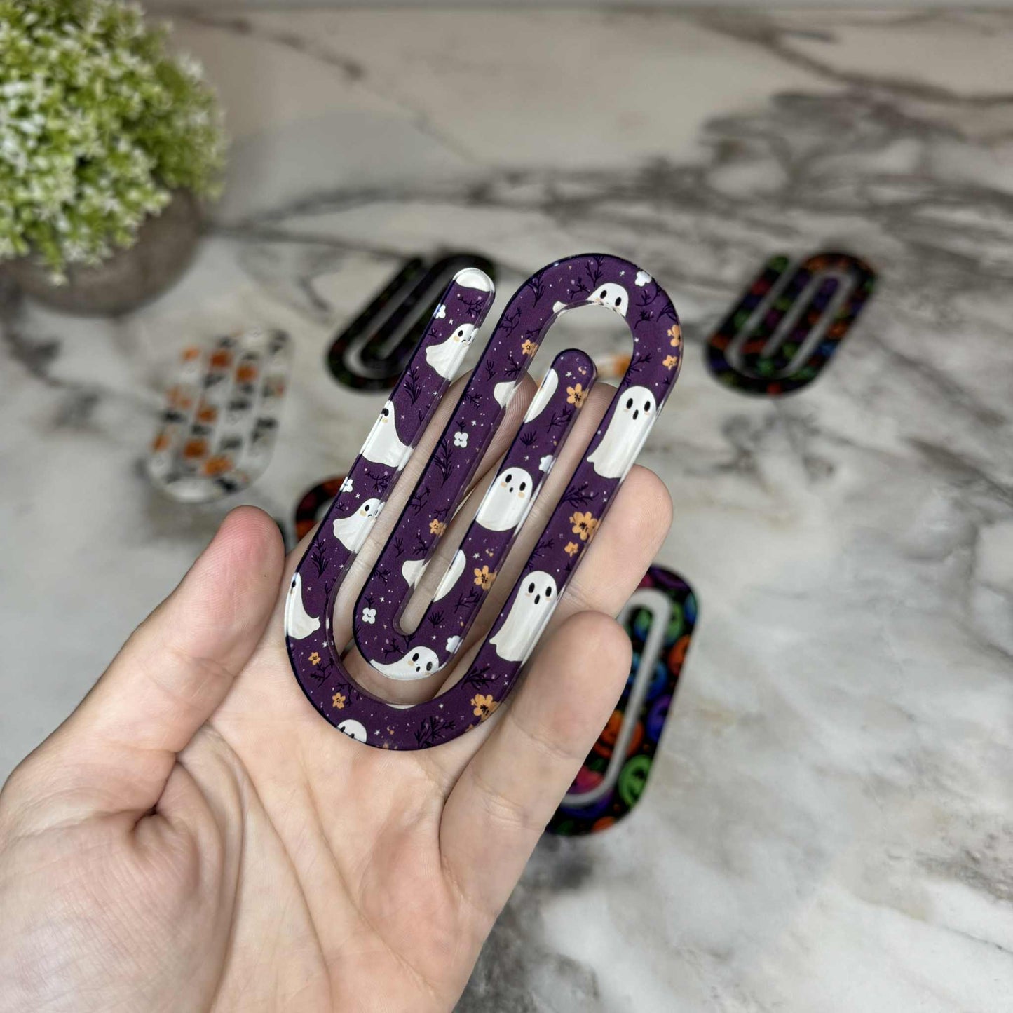 Jumbo Paperclip - Purple Ghost Halloween